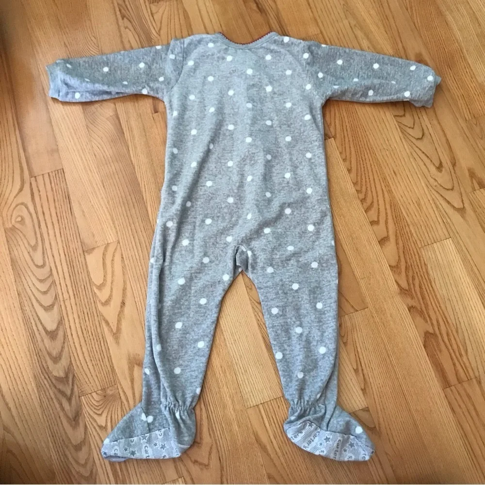 Carter’s footie footed fleece pajamas puppy dog PJs polka dot girls sz 18 months